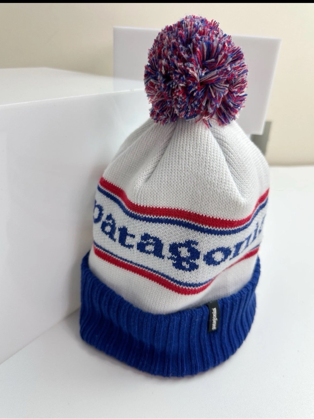 Patagonia Powder Town Beanie Park Stripe Men's Hat Viking Blue One Size